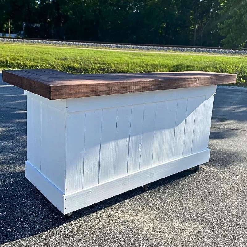 White Bar with Dark Wood Top