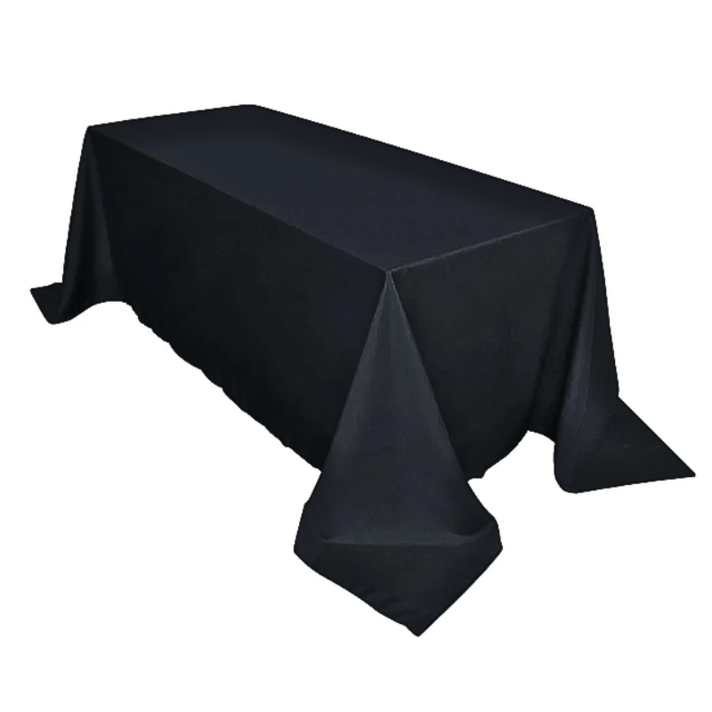90"x132" (6ft) Black Rectangle Polyester Linen