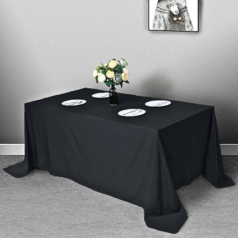 90"x132" (6ft) Black Rectangle Polyester Linen - Image 4