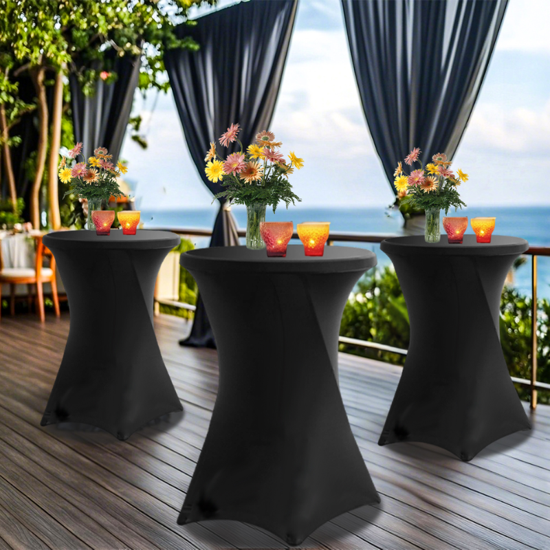 Black Spandex Highboy Table Cover - Image 3