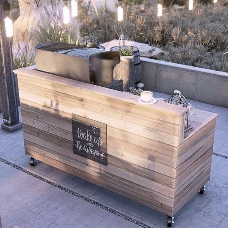 Rustic Wooden Slat Bar - Image 3