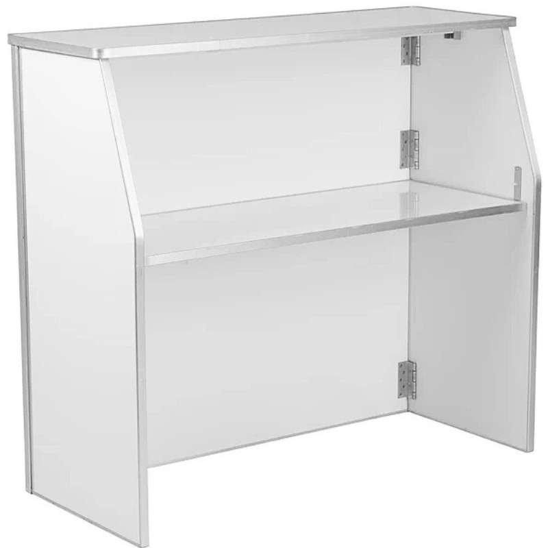 4' White Folding Mobile Bar