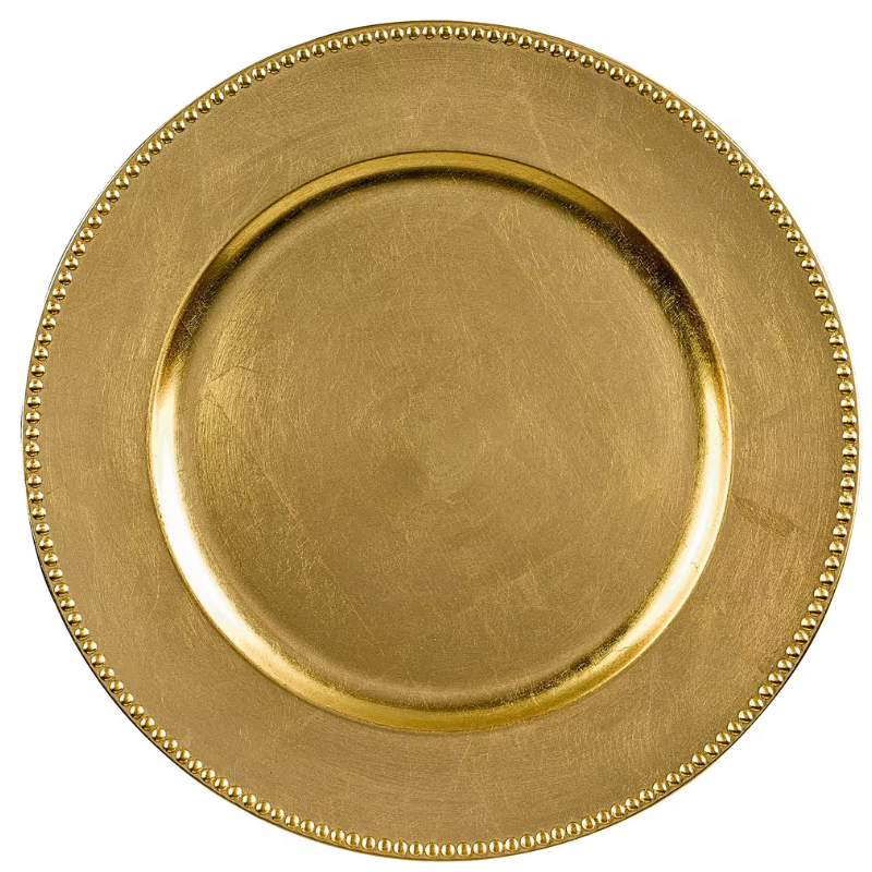 Gold Beaded Charger Plate – 13"