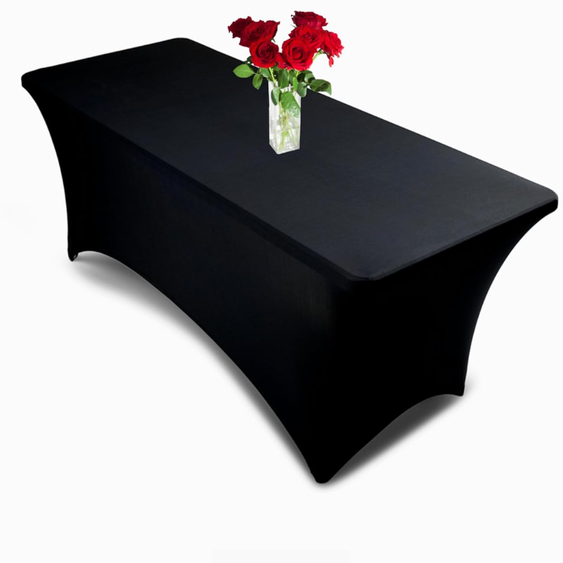 Black 6 ft Rectangular Spandex Tablecloth