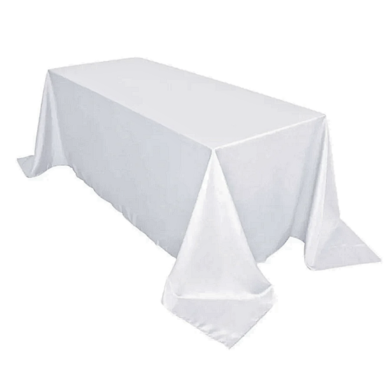 90"x132" (6ft) White Rectangle Polyester Linen