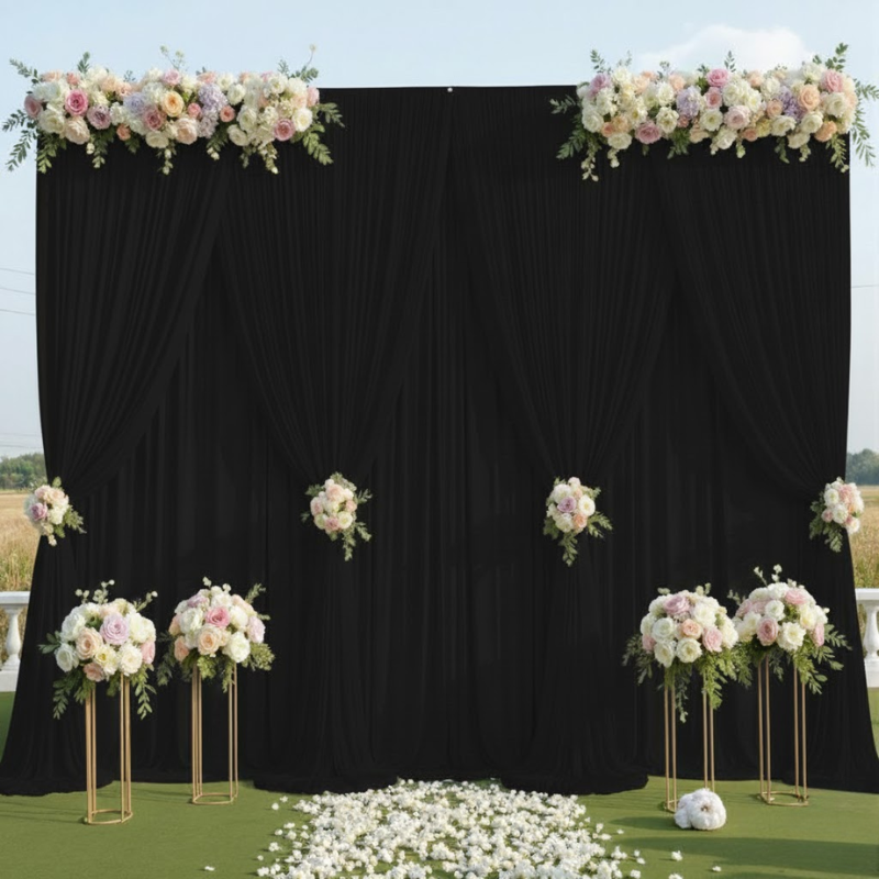 Black Drape Panel (Linen Fabric Only) – Set of 4 - Image 4