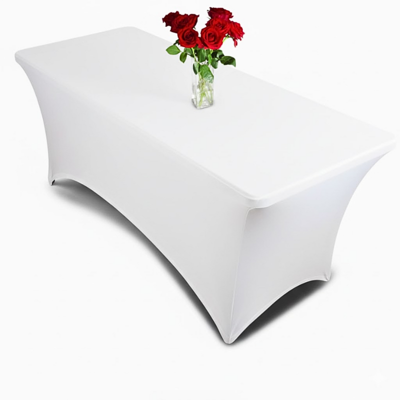 White 6ft Rectangular Spandex Tablecloth