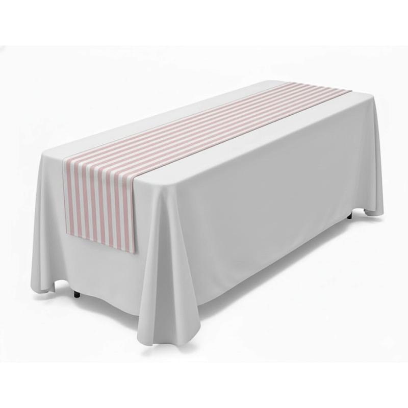 Pastel Pink & White Stripe Table Runner (13x90)