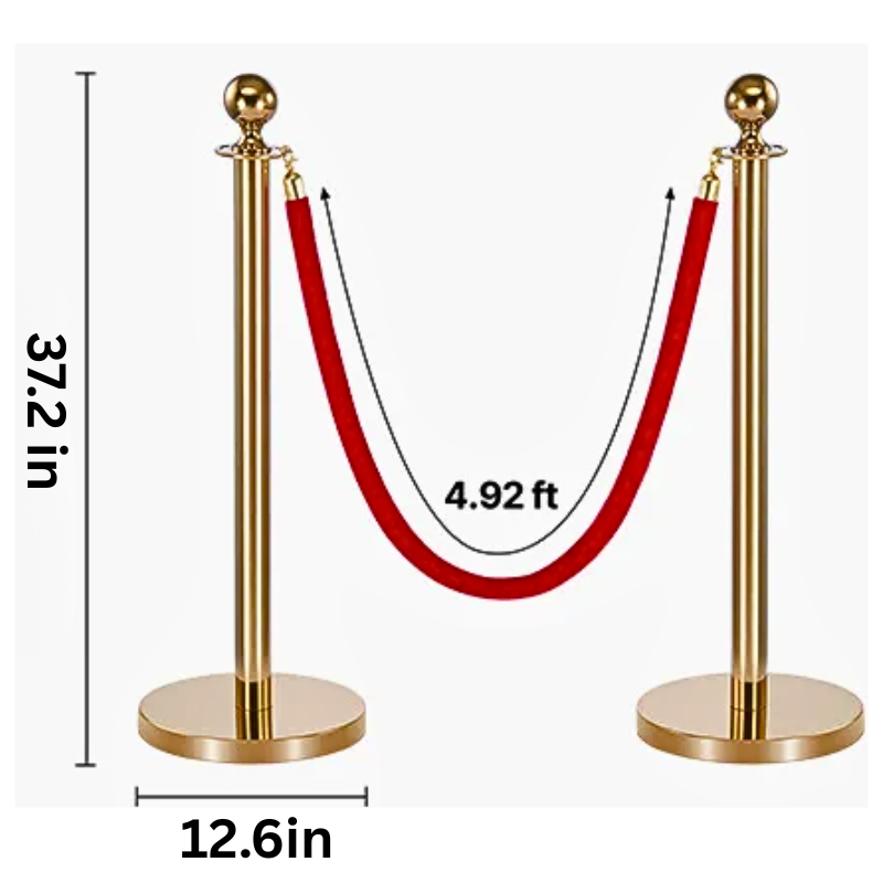 Gold Stanchions with Red Velvet Rope - Image 6
