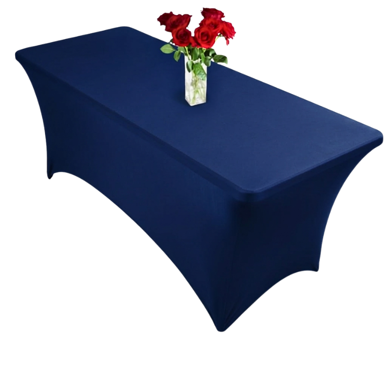 Navy Blue 6 ft Rectangular Spandex Tablecloth