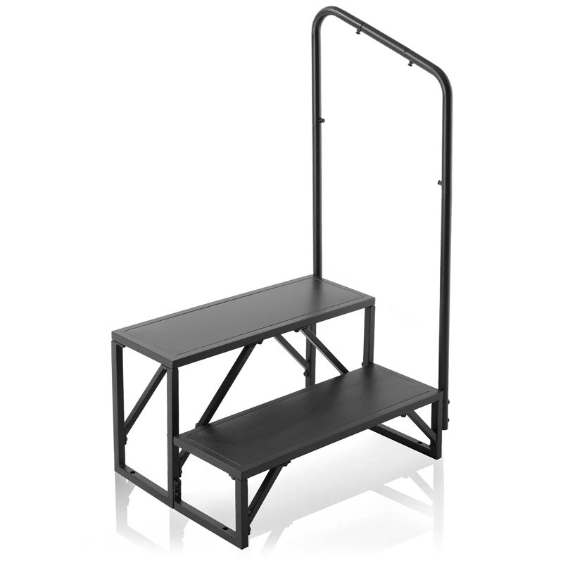 Stage stairs with a side rail
