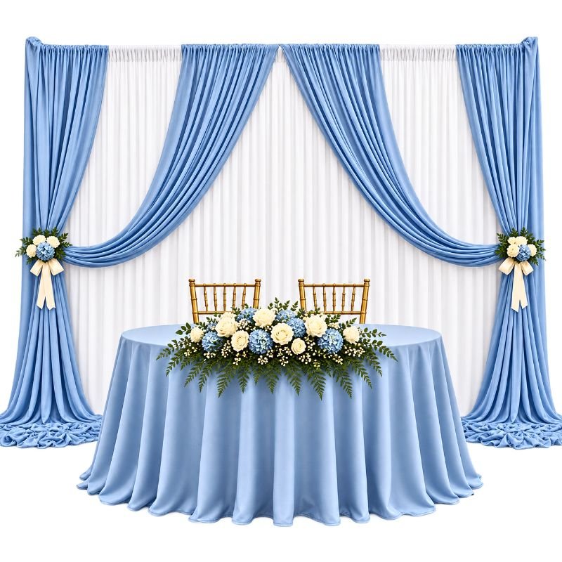 Luxury Powder Blue Sweetheart Table Draping