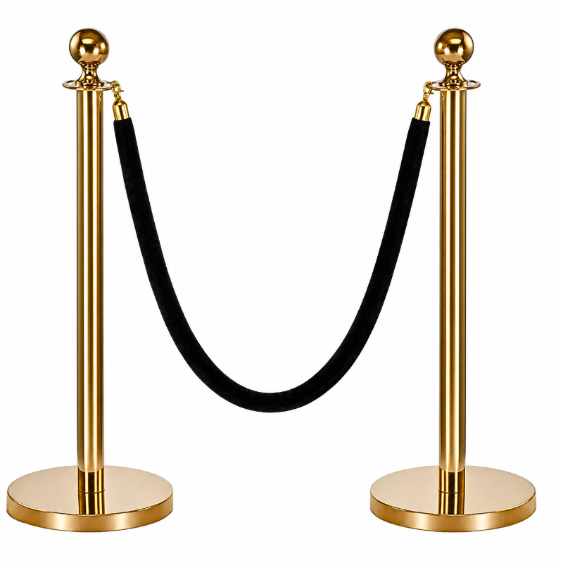 Gold Stanchions with Black Velvet Rope